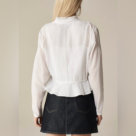 J. Crew Lace-trim Cinched-waist Top in Cotton Voil White Size S NWT - Picture 4 of 5